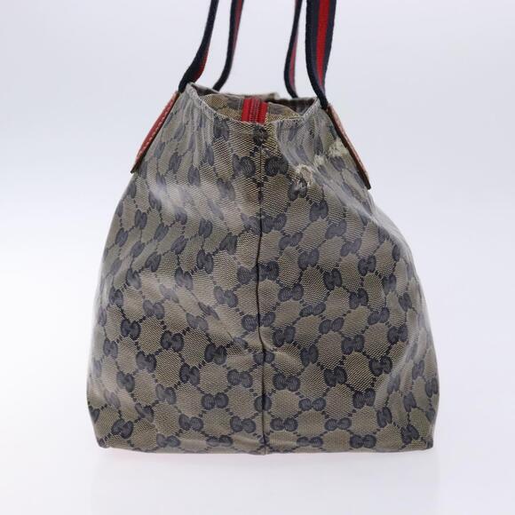 GUCCI GG Crystal Sherry Line Tote Bag Coated Canvas Red Navy - Picture 5 of 13